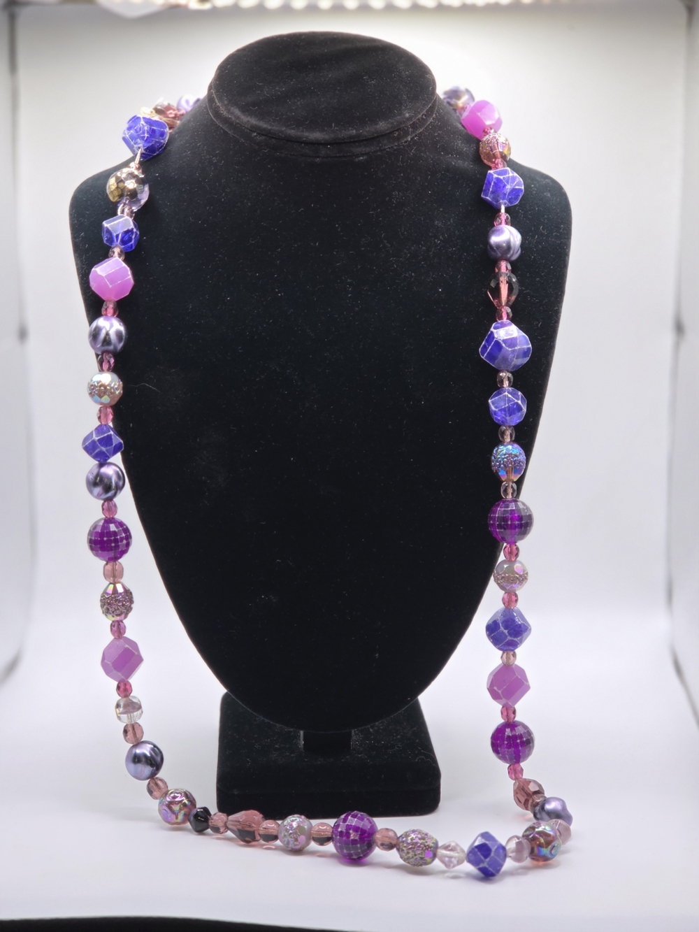 Handcrafted Purple & Pink Beaded Long Necklace - Women's Fashion Jewelry